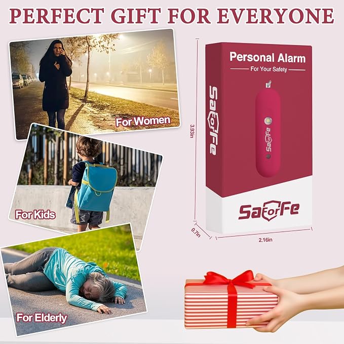 Personal Safety Alarm - Waterproof Rechargeable Security Alarm - 140dB Extra Loud Siren & Strobe Light - Self Defense Keychain - Gift for Women, Teenagers, College Girls, Seniors (Burgundy)