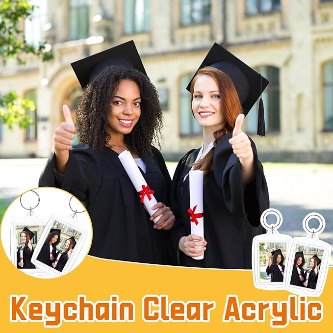 Qyyiguf 30 Pcs Acrylic Photo Frame Keyring,Keychain Clear Acrylic with Split Ring,Photo Insert Keychains for Personalised Custom,Artwork,Gifts