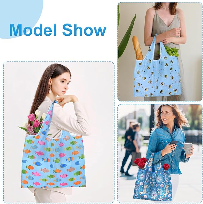 ZooviHyvi Extra Large 50lbs Foldable Reusable Shopping Bags kitchen reusable grocery bags Washable Polyester Bags in Pocket