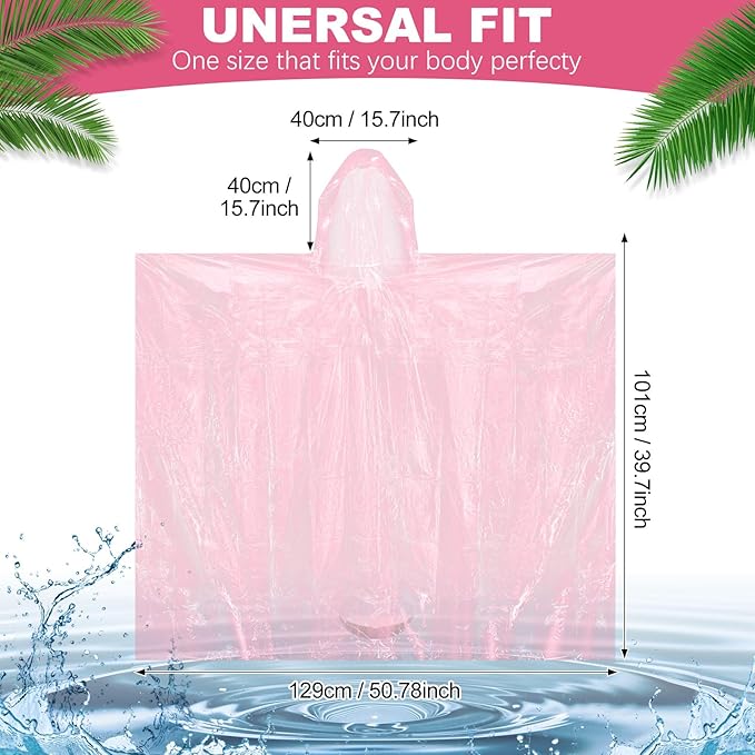 Handepo 100 Pack of Adult Rain Ponchos with Hood Disposable Plastic Rain Ponchos Bulk Emergency Raincoat for Men Women Adult