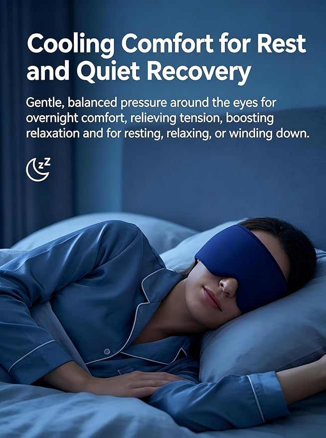 Cooling Gel Eye Mask for Puffy Eyes, Eye Ice Pack Migraine & Headache Relief, Full Eye-Area Cold Compress for Eyes & Temples, FSA Eligible HSA, Reusable Adjustable Fit for Post Surgery Recovery