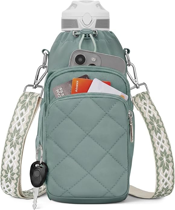 SYTRAH Water Bottle Bag Crossbody，Insulated Water Bottle Purse Crossbody Water Bottle Holder with Strap 40 oz