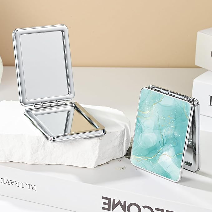 Pocket Mirror, Small Travel Mirror with Magnification, Portable Double-Sided Magnifying Cosmetic Mirror for Daily (Starry Sky Series)