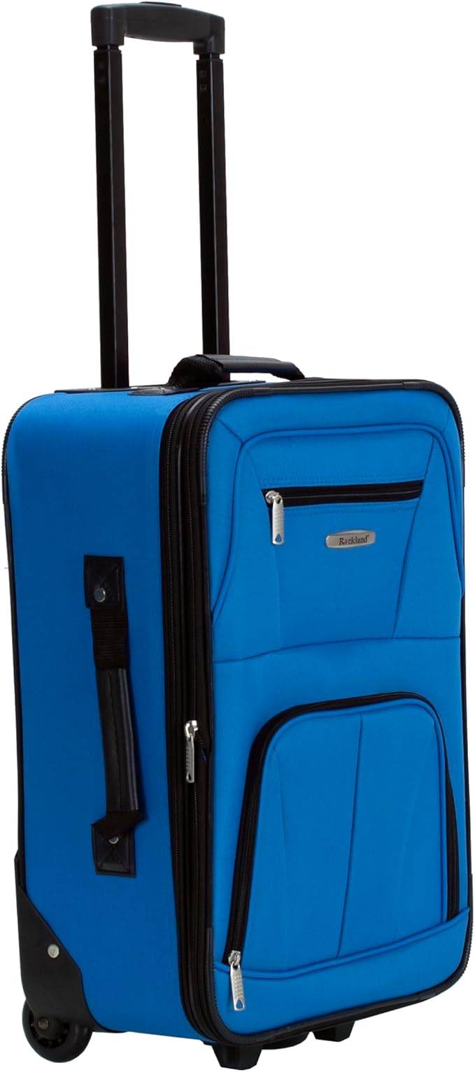 Rockland Fashion Softside 2 Piece Luggage Set, Expandable, (14" Tote/19" Upright), Blue