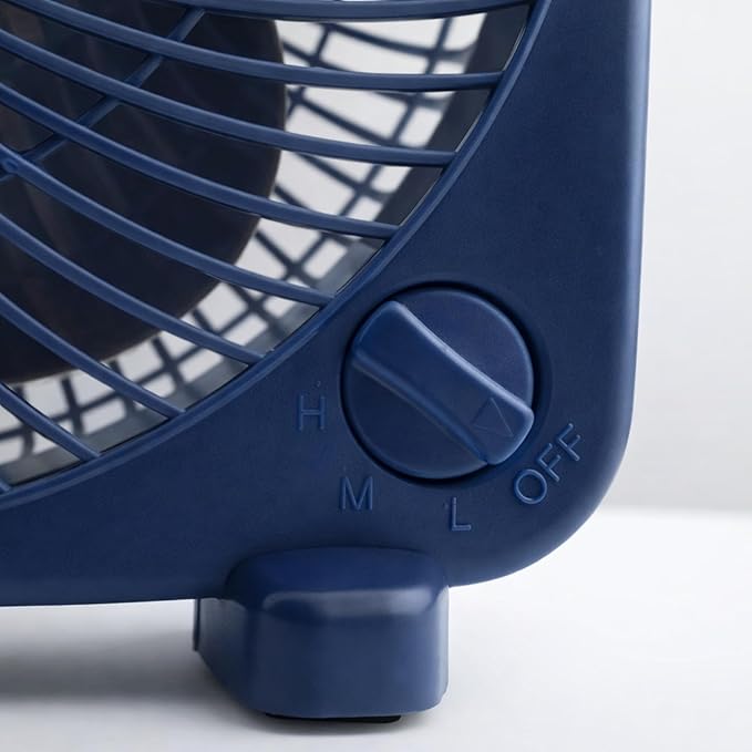 Comfort Zone 9-inch Portable Box Fan – Compact Desktop Cooling Fan with 3-Speeds, Quiet Operation, Built-in Carry Handle & Safety Grill – ETL Listed for Home, Office, or Dorm – Blue
