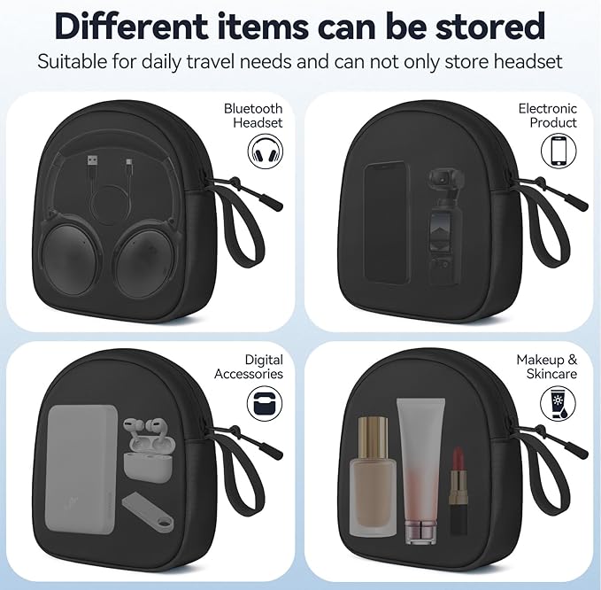 Inesore Soft Headphone Case Compatible with JBL Tune & Live/Sony WH-CH520 510 720/ Sony MDR-ZX/Bose QuietComfort/JLab/BERIBES/TOZO/KVIDIO/SoundCore,Headset Carrying Storage Bag Headphone Pouch, Black