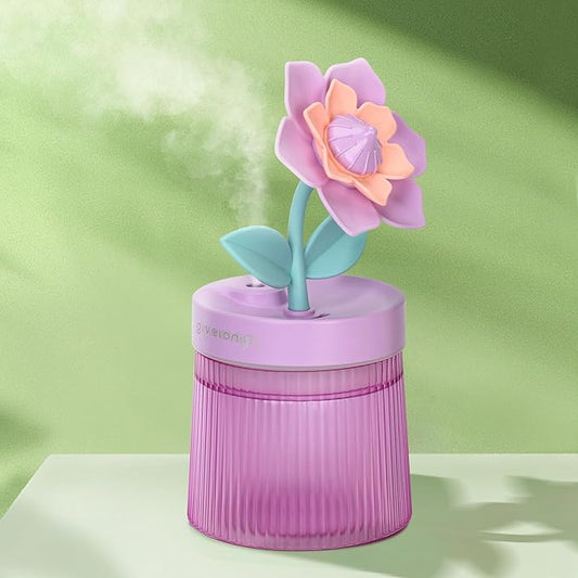 260ml Flower Mini Humidifier, Purple Gardenia Desktop Small Humidifiers, Personal Cool Mist Humidification, USB Desk Humidifier for Bedroom, Office, Travel & Indoor Plants
