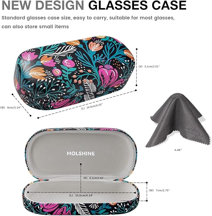 molshine Hard Shell Sunglasses Case,Classic Large Glasses Case for Women Men,Sunglass Eyeglasses