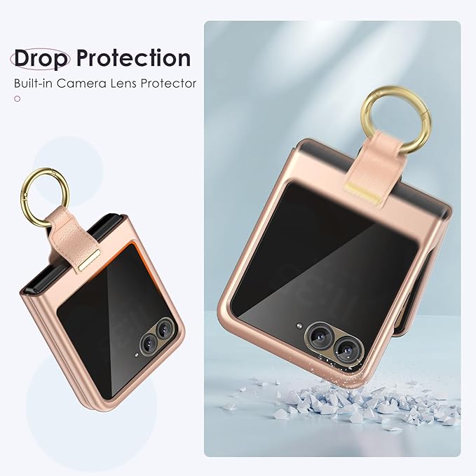 Maxdara for Motorola Razr 2026/2025/2024 Case [Not Fit Ultra or Plus], with Privacy Screen Protector & Ring Holder, Protective Cover for Moto Razr 2026/2025, Rose Gold (Privacy Screen)