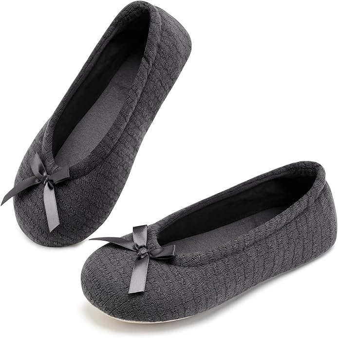 ANLUKE Women's Ballerina Slippers Fuzzy House Shoes Memory Foam with Non-Slip Sole