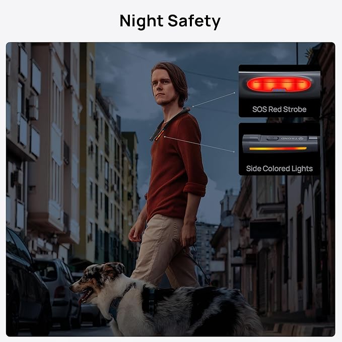 TROND LED Neck Reading Light, 3 Color 3 Brightness Book Light for Reading in Bed, 1000mAh Rechargeable Lamp, Flexible Arm with Outdoor Warning Lamp, Eye-Caring for Crochet, Travel, Book Lovers Gifts