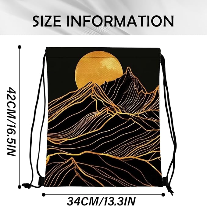 Drawstring Backpack Draw String Sports Bags for Gym Travel Beach Waterproof Cute Sackpack Men Women Aesthetic (13"×17")-Sunset