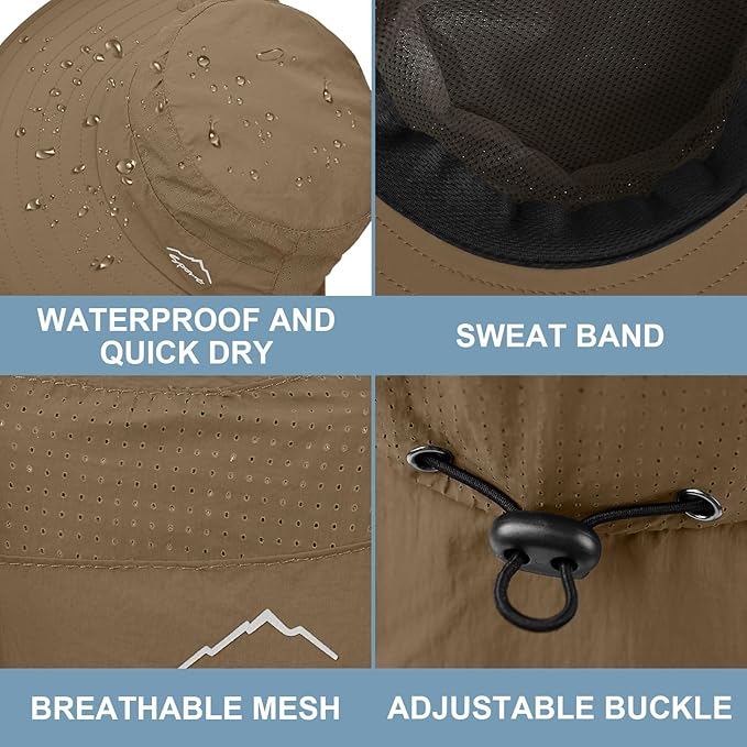Sun Hat for Men Women with Neck Flap,UPF 50+ UV Protective Hiking Fishing Hats,Wide Brim Sun Hat for Women&Men