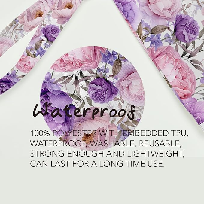 Fokongna Floral Print Wet Bag, Small Portable Waterproof Multi-Functional Organizer for Women, Ideal for Daily, Beach & Travel, Lilac & Pink Orchid Elegance