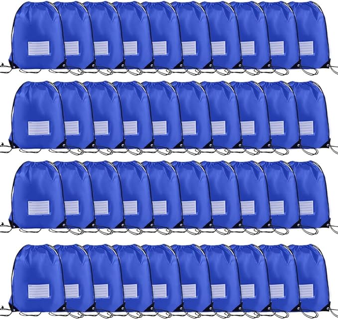 40 Pcs Drawstring Bags,Bulk Draw String Backpack, DIY Gym Sports Cinch Bag Sackpack for Women Men, Royal Blue