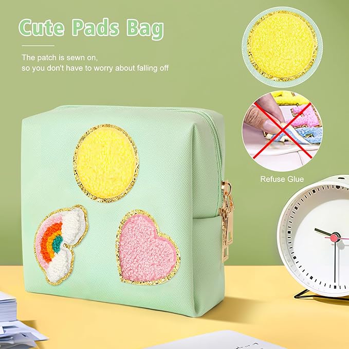 airogym Period Bag for Women, Sanitary Napkin Storage Bag, PU Leather Sanitary Pad Bags for Panty Liners, Tampons, Menstrual Cup Pouches, Sanitary Pads Organizer with Zipper