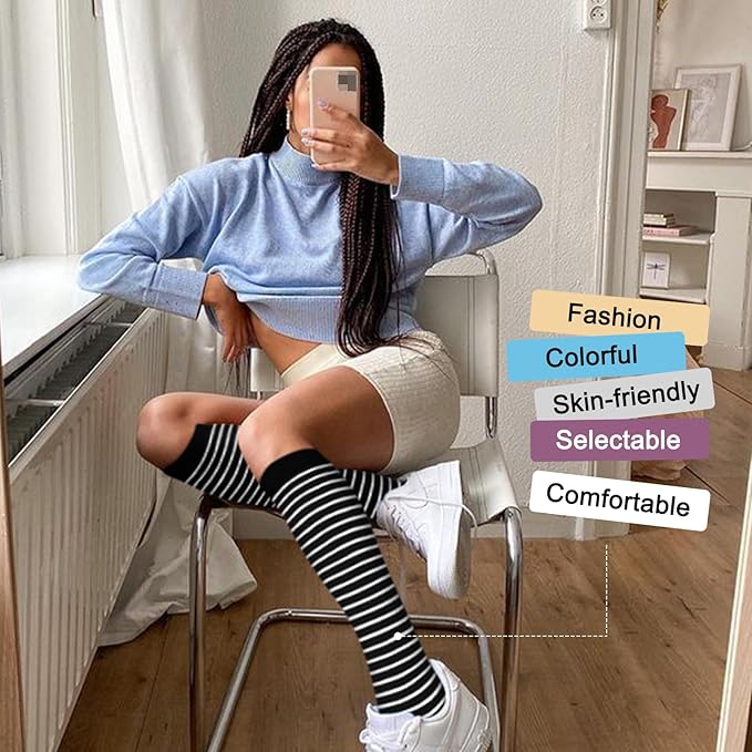 4 Pairs Compression Socks for Women Circulation-Best Support for Nurses,Running,Athletic,Travel