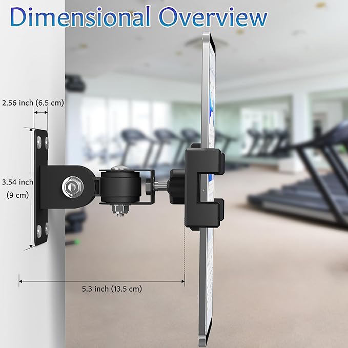 iPad Wall Mount, Tablet Wall Mount Holder - 360° Rotating Bracket, 180° Horizontal/Vertical Tilt Arm, Compatible with 4.7"-12.9" Devices Including iPad Pro, Mini, Air - Ideal for Home, Office