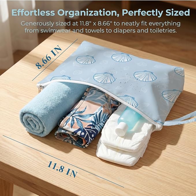 Fokongna 4 Pack Reusable Dry Wet Bag, Waterproof Stain Resistant Organizer for Beach Towels Gym Wear Pool Accessories Toiletry Makeup Bags