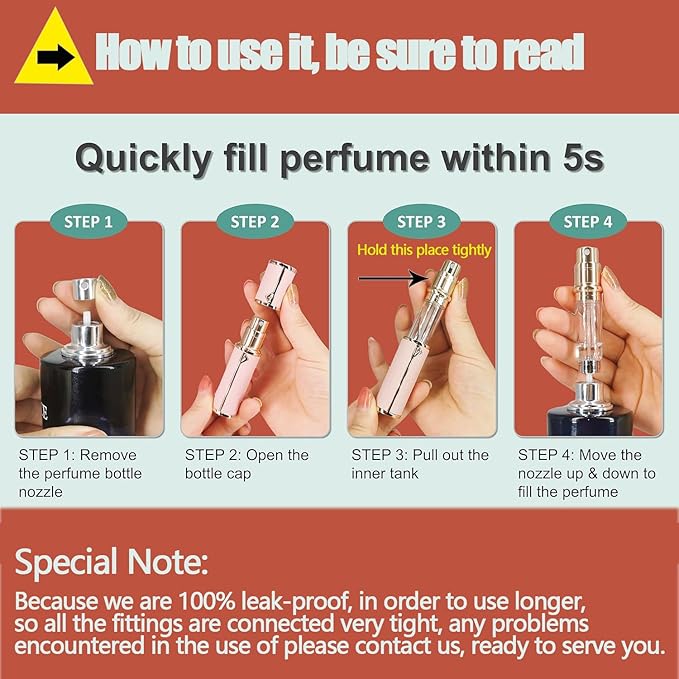 Travel Perfume Bottle Refillable,Valentine's Day Gift Perfume Travel Refillable Mini Spray Bottles Leather Cologne Dispenser, Portable Empty Spray Bottle Dispense Filling Atomizer 5ml (Golden)