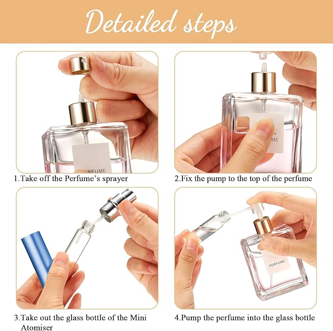 Motiskyy 70 Pcs 5 ml Refillable Perfume Atomizers Bulk - Mini Travel Cologne Sprayers with Refill Pump & Transfer Tool for Perfume Makers & Small Studios(Morandi Color)