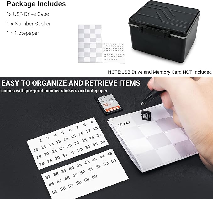 53 Slots USB and SD Card Case for 18 Flash 8 Mini Driver 9 SD and 18 TF Card, USB Drive Case Hard, Shockproof Water-Resistant, Pen Flash Thumb Drive Storage Organizer