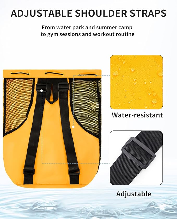 WANDF Swim Bag Mesh Drawstring Backpack with Wet Pocket for Swimming, Gym, and Workout Gear