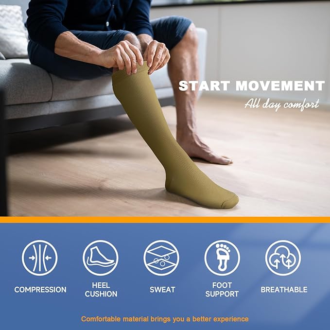 cerpite Compression Socks for Women & Men 6 Pairs Knee High Compression Socks 20-30 mmhg Best for Running,Nurse,Travel