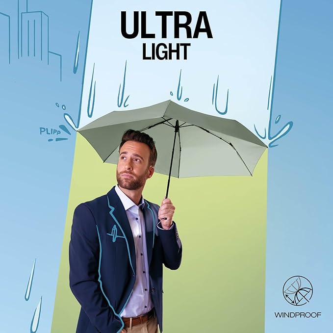 Knirps US.050 Ultra Light Pocket Size Manual Rain Umbrella with Carrying Case