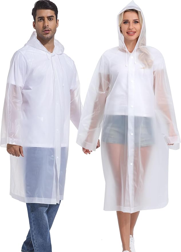 2PCS Rain Ponchos for Adults Reusable Rain Coats for Adults Rain Jackets Raincoats for Men Women