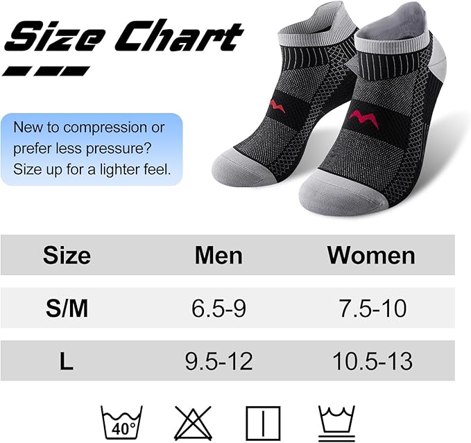 Ankle Compression Socks for Men and Women 6 Pairs, Low Cut Breathable Seamless short Running Socks with Arch Support