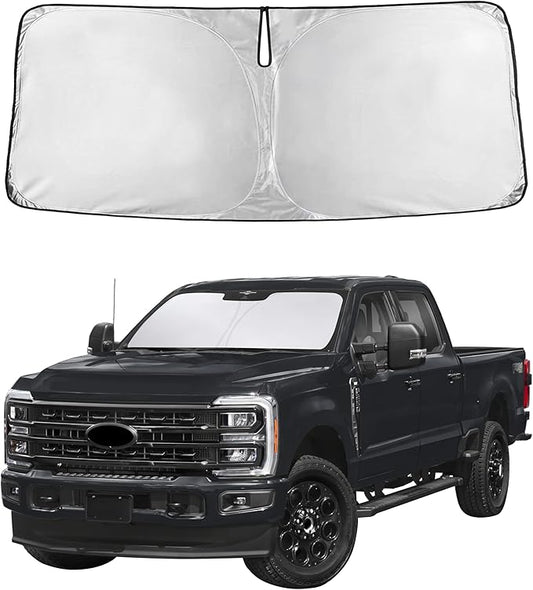 Autovir Windshield Sun Shade Fit for 2017-2024 2025 2026 Ford F250 Sunshade, Front Car Window Shades Sun Visor, Blocks UV Rays & Heat, Car Accessories