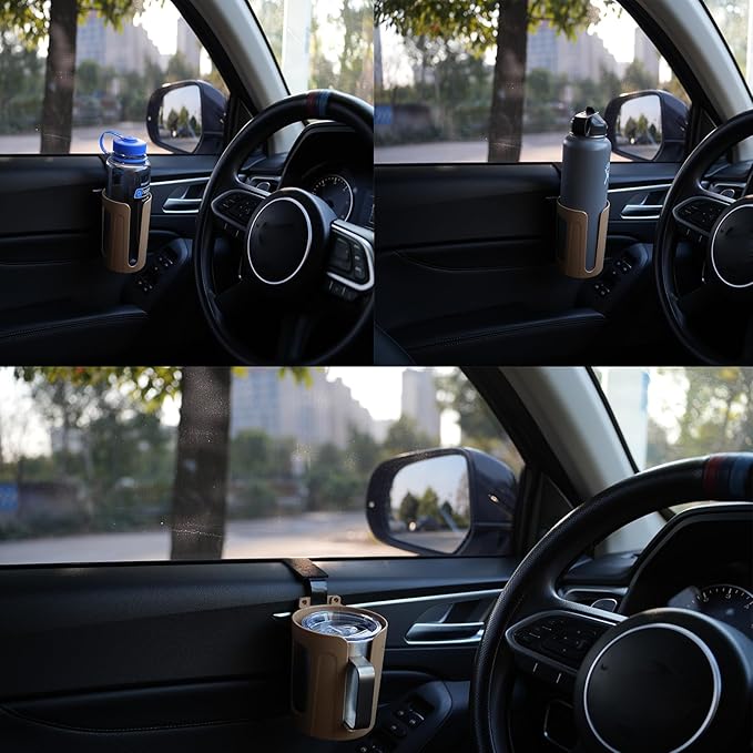 LITTLEMOLE Large Car Door Cup Holder, Vehicle Armrest Cup Holder for Almost Any Size Bottle or Can