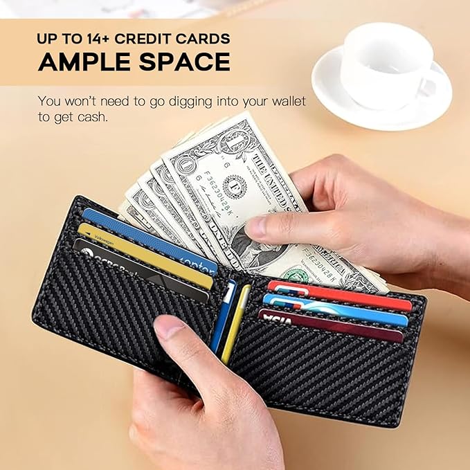 RUNBOX Wallet for Men -Slim Rfid Leather Mens Bifold Novelty Wallets 2 ID Window With Gift Box Men's Accessories | Slim