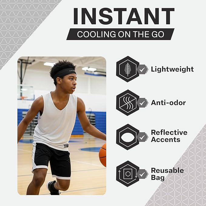 COLD FACTOR Cooling Headband for Women and Men – UPF 50+ Advanced Evaporative Comfort, Instant Cooling Sweatband for Outdoor Sports, Fitness, Yoga, Hiking, Running, and Workout