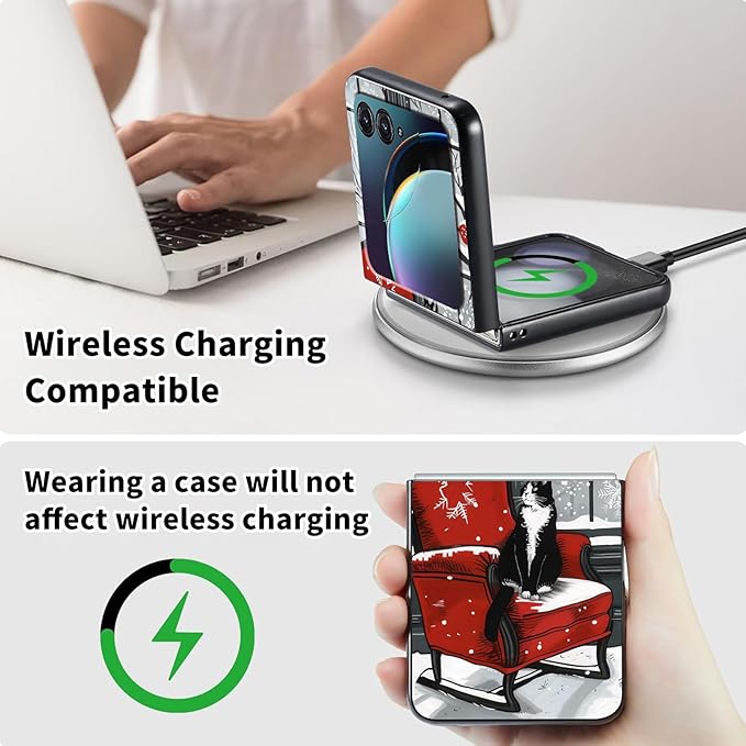 for Motorola Razr Plus 2025 Case,for Razor Plus 2025 Phone Case Cute Slim Hard PC Ultra-Thin Anti-Scratches Shockproof Protective Cover,Cute Cat Snow