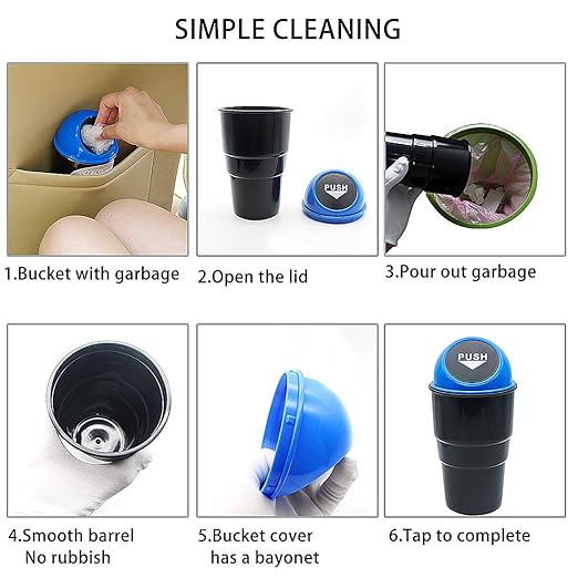 Small Automotive Cup Holder Garbage Can (Gray-2pcs)