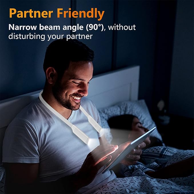 Book Light LED Neck Reading Light,Bendable Rechargeable Book Light for Reading in Bed,Eye Friendly - 3 Colors & 3 Brightness Levels Perfect for Bookworms Kids Crafts Knitting Travel (White)