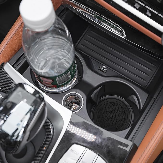 Mandark 2PCS Car Cup Holder Coasters, 2.75 Inch Non-Slip Insert Water Bottle Holder Pads, Dustproof Automotive Interior Accessories Mat, Universal for Vehicles, Trucks, RVs and More(Black)