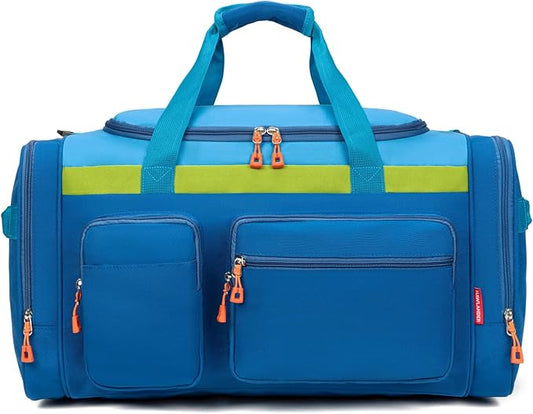 Large Kids Duffle Bag for Travel, Overnight, or Weekender, 22" inch (Blue)
