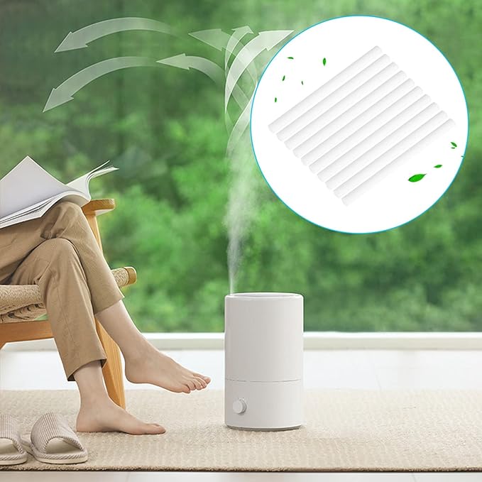 Humidifier Filter, 10 Pieces Cotton Refill Travel Mini Humidifier Filters Sticks Car Filters Replacement Parts for Portable Personal USB Powered Smart H20 in Office Bedroom(7 x 130mm)
