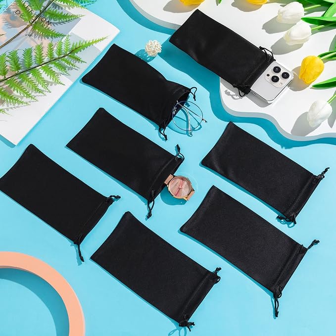 Treela 150 Pack Microfiber Case Pouch Bag Sunglasses Pouch Soft Slim with Drawstring Closure Sunglass bag for Men Women