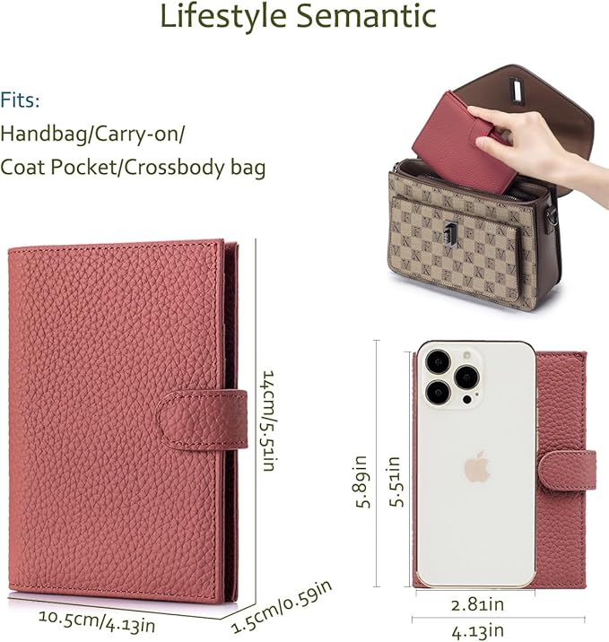 Slim RFID Passport Wallet for Women – Leather Travel Wallet Womens with Passport Slot & Card Slots, Zippered Coin Pocket & Cash Holder Travel Organizer Burnt Sienna (Brick Red)