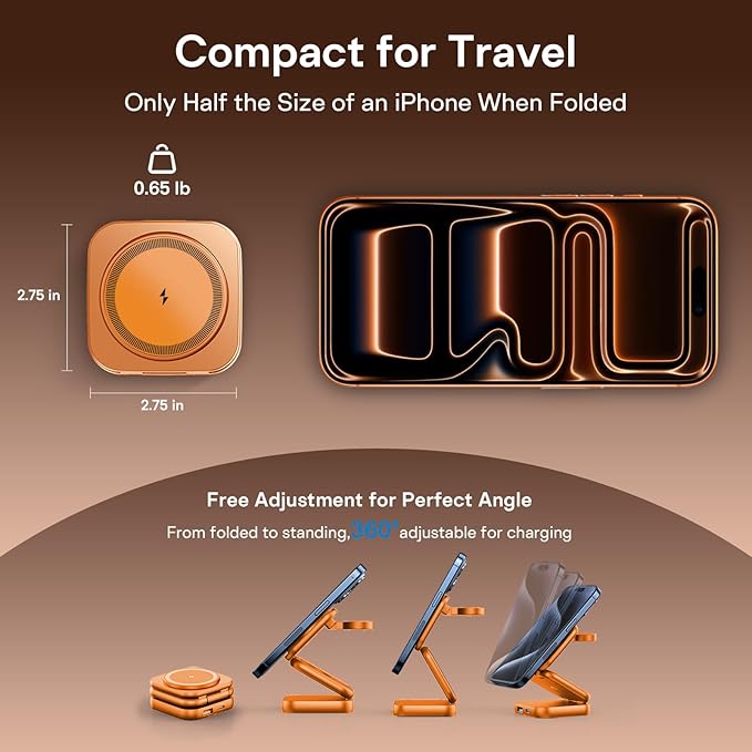 5-in-1 Wireless Charger for MagSafe, AC ISLAND Portable Travel Charging Station, 35W Max QI2 Fast Foldable Magnetic Stand, Evolved for iPhone 17-12 Series, Apple Watch, AirPods (with 35W Adapter)