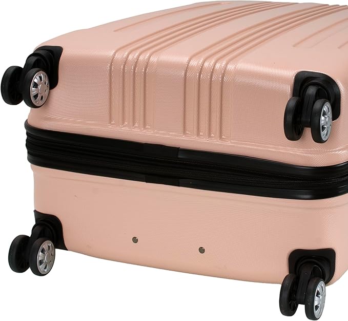 Rockland London Hardside Expandable Spinner Wheel Luggage, Checked Large 28", Champagne