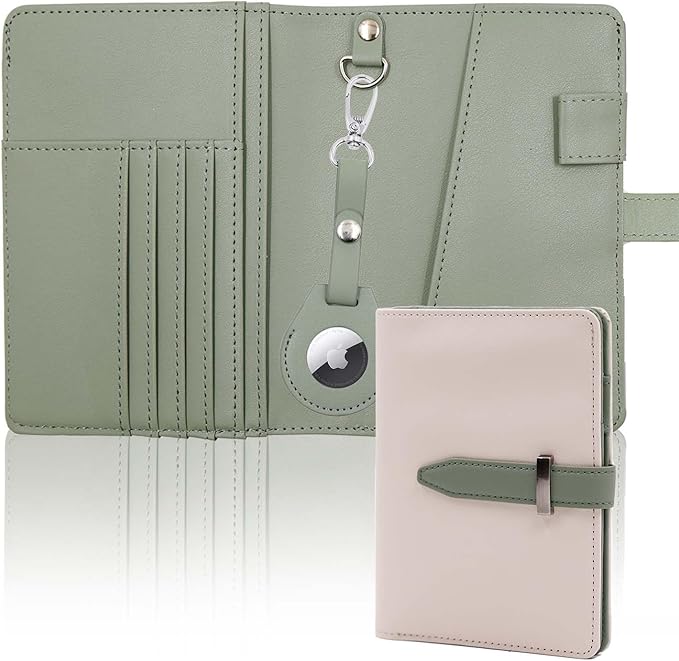Passport wallets, Mulit-purpose RFID Blocking Passport Holder AirTag Wallet, Travel Wallet（Cream white）