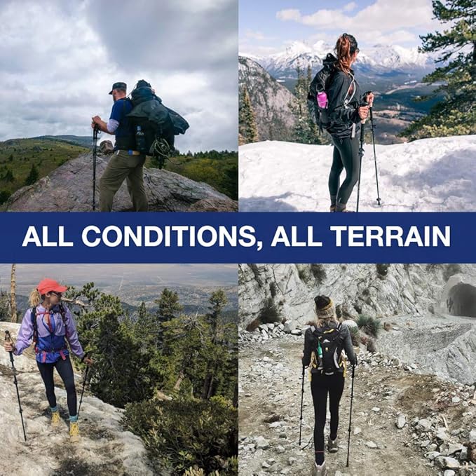 Montem Ultra Light 100% Carbon Fiber Trekking, Walking, and Hiking Poles - One Pair (2 Poles) - Ultra Light, Quick Locking, Foldable, Weather-Resistant and Ultra Durable