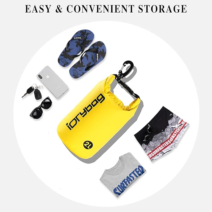 IDRYBAG Dry Bag for Kayaking Waterproof 2L/5L/10L/15L/20L, Small Dry Sack Waterproof Bag for Boating