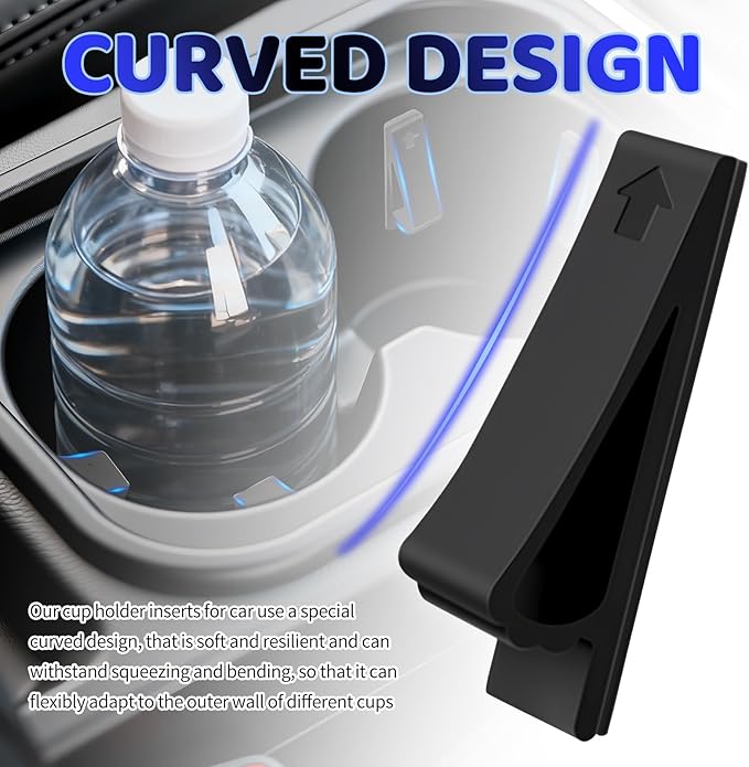 6PCS Silicone Car Cup Holder Insert,Curve Anti-Shake Car Cupholder Insert Stabilizer for Stabilizing Water Cups/Bottles,Self-Adhesive Silicone Cup Holder Inserts for Cars
