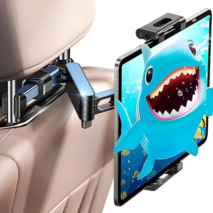 Tablet Holder for Car, 3 in 1 Extension Arm Adjustable Car Headrest Tablet Holder Road Trip Essentials Back Seat Tablets Cars Mount Compatible with iPad Pro, Air, Mini, 4.7-11" Devices